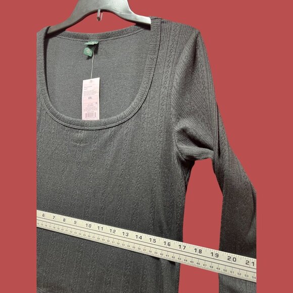 Wild Fable - Women's Long Sleeve Pointelle T-Shirt - Black - XXL - Picture 4 of 12